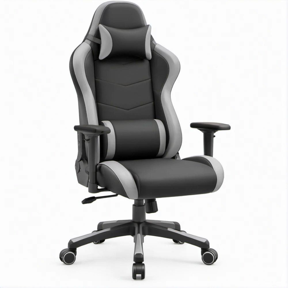 Obrotowy fotel gamingowy czarno-szary 66 × 70 × 122–132 cm
