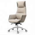 Beżowy fotel obrotowy z ekoskóry PU 66 × 68 × 118–128 cm