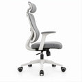 Ergonomiczne krzesło biurowe obrotowe z regulowanym zagłówkiem szaro-białe 65 x 65 x 116–126 cm