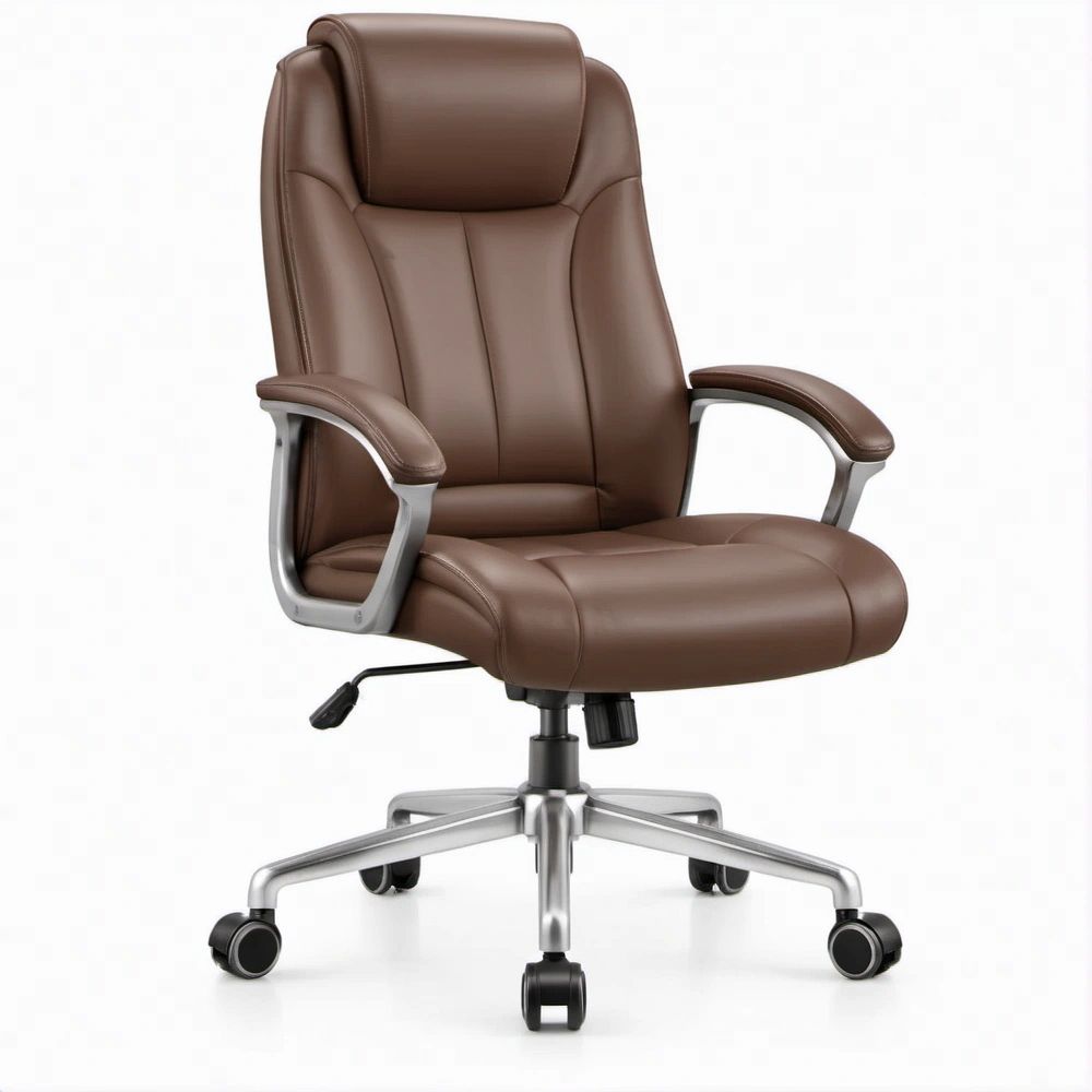 Brązowy fotel biurowy obrotowy z ekoskóry PU 67 x 70 x 112-122 cm