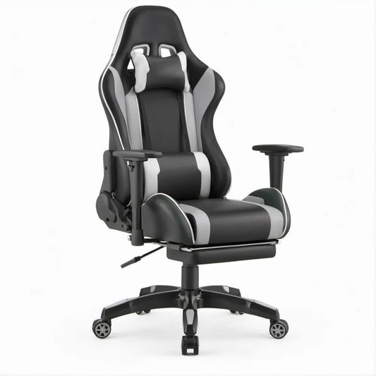 Fotel gamingowy obrotowy czarno-szary z ekoskóry PU 67 x 70 x 122-132 cm