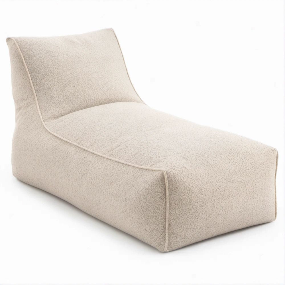 Kremowy fotel typu bean bag z tkaniny bouclé 100 × 70 × 75 cm