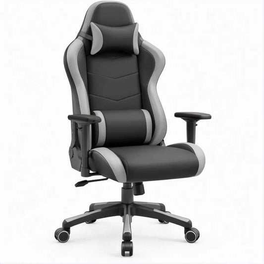 Obrotowy fotel gamingowy czarno-szary 66 × 70 × 122–132 cm