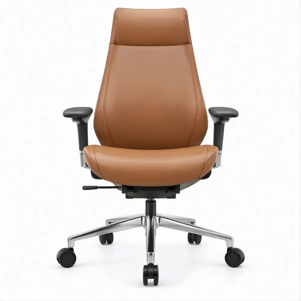 Brązowy fotel obrotowy ze skóry syntetycznej PU, 68 x 68 x 118–128 cm